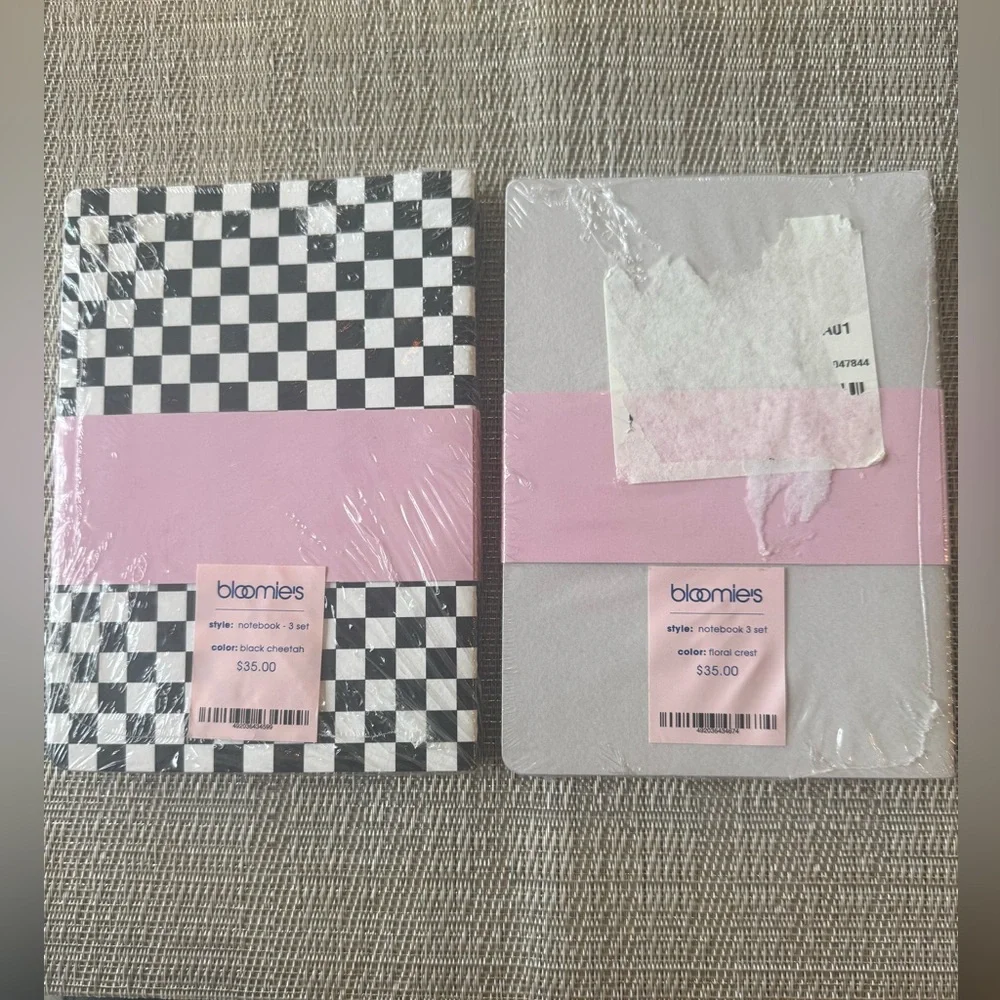 NWT Bloomingdale’s Bloomies Notebook 2 Sets of  3 - Floral Crest & Black Cheetah